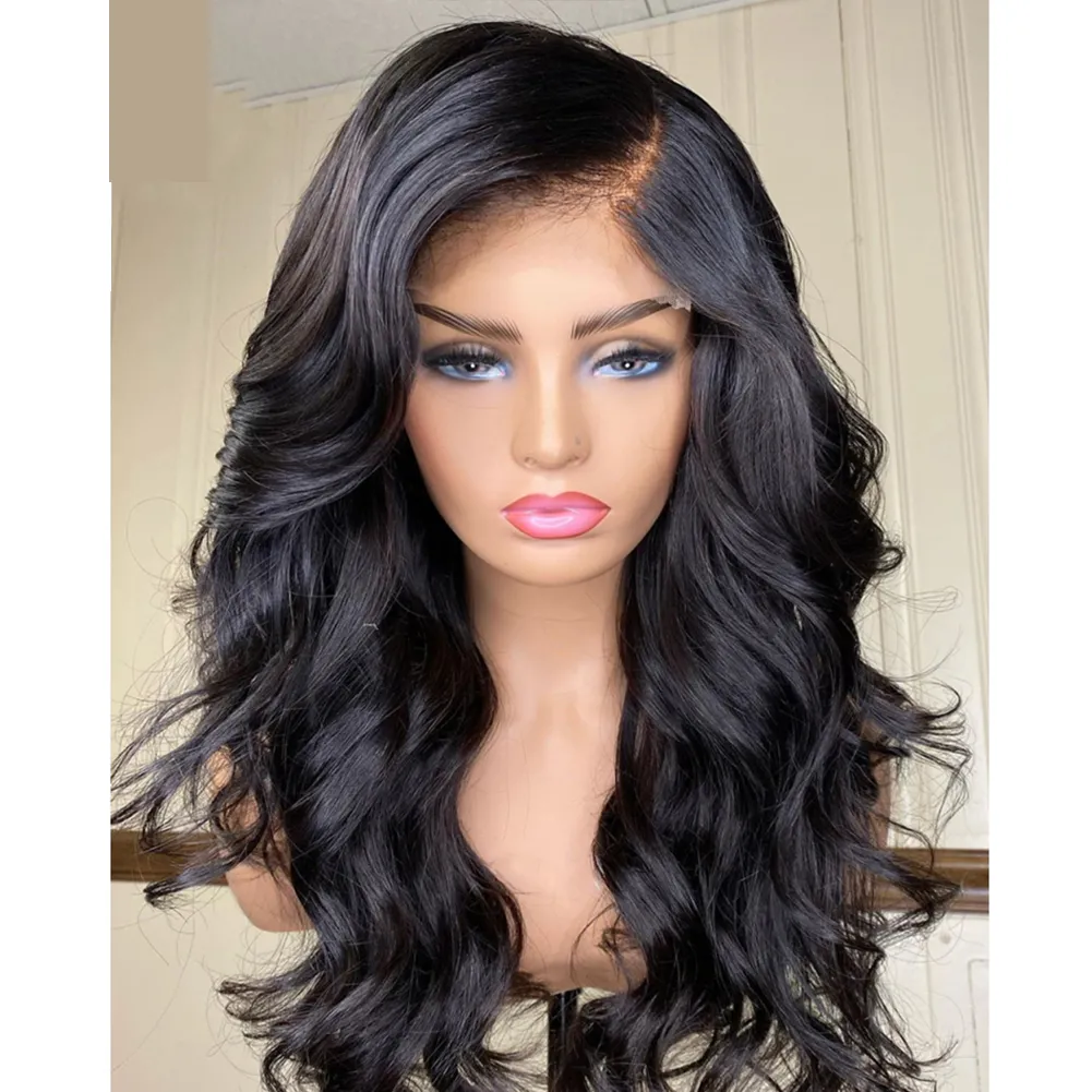 Ny europeisk och amerikansk Lady Natural Front Lace Wavy Long Curly Hair 320 Korean High Temperatur Silk 22 tum