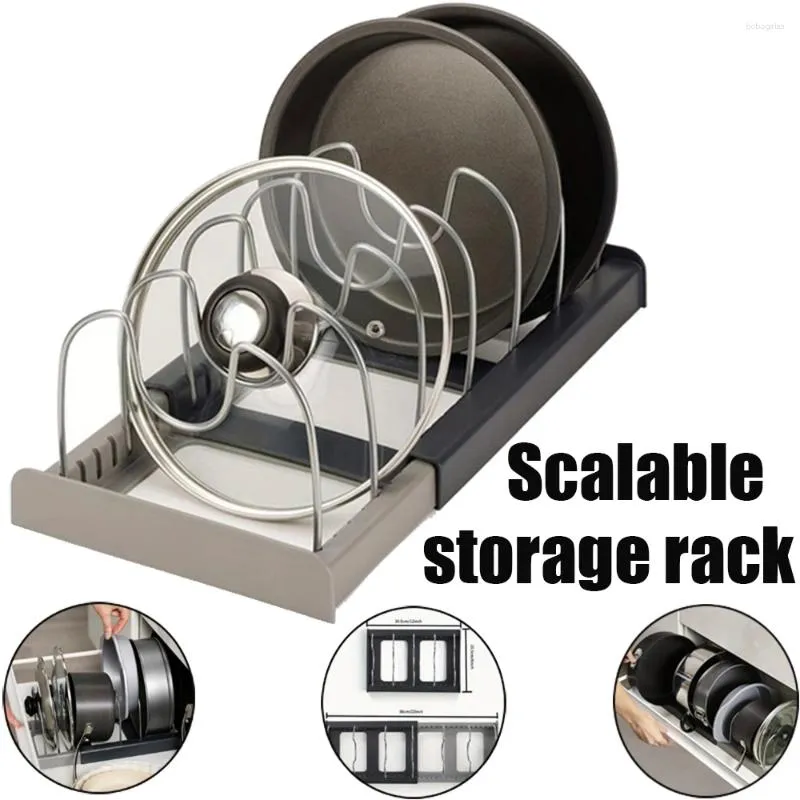 Kitchen Storage Bowl Dish Rack PP Extendable Racks Tray Drying Shelf Organizer Household Pot Lid Holder Bracket Accessories