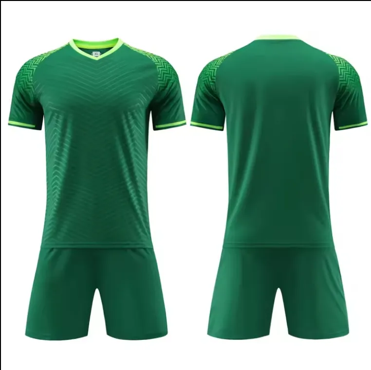 Afdrukken aangepaste snelle droge gele kleur jersey shirts set voetbal sport draagt voetbalshirters voetbaluniformen rood groen