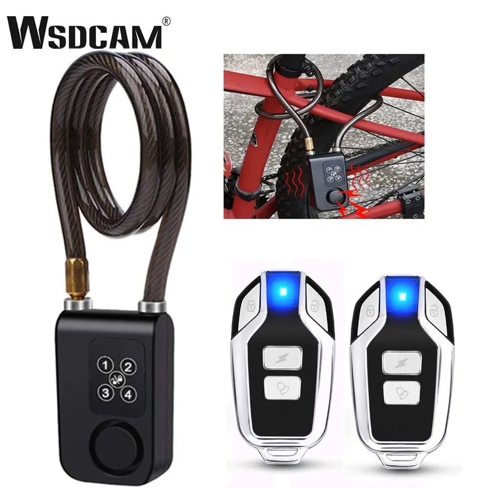 Kits Wsdcam 4 Digit Password Lock AntiTheft Smart Bike Lock Wireless Remote Control Bicycle Cycling Security Alarm Waterproof