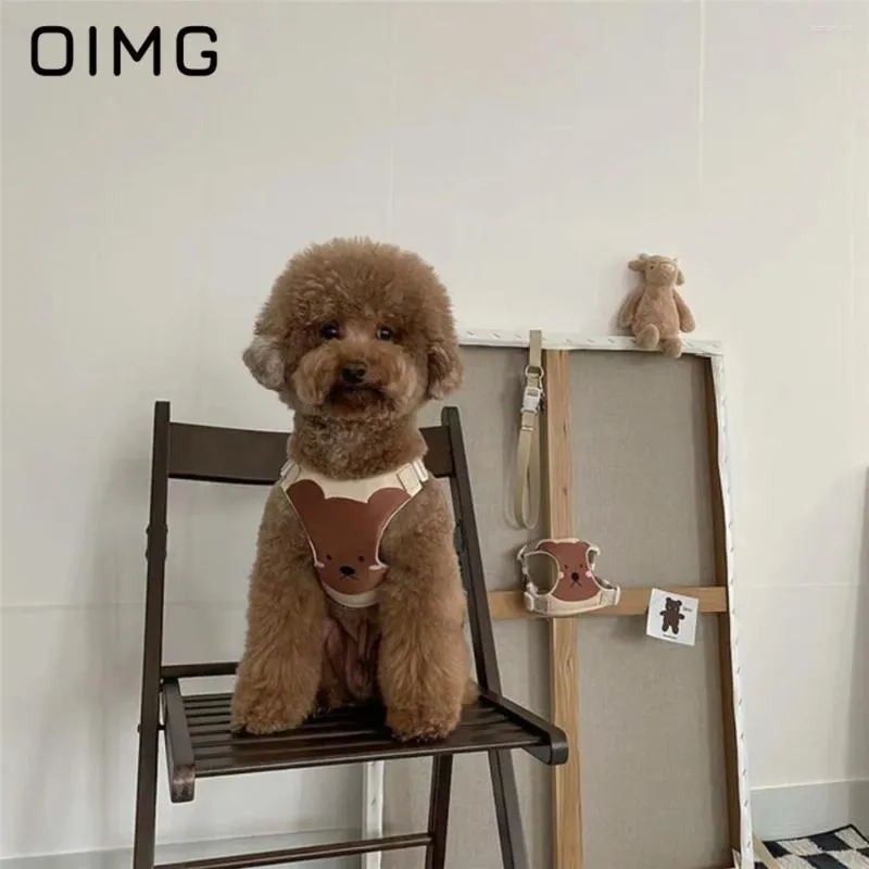 Dog Collars OIMG Korean INS Cute Pure Cotton Embroidery Breathable Chest And Back Set Teddy Bichon Schnauzer Outgoing Towing Rope