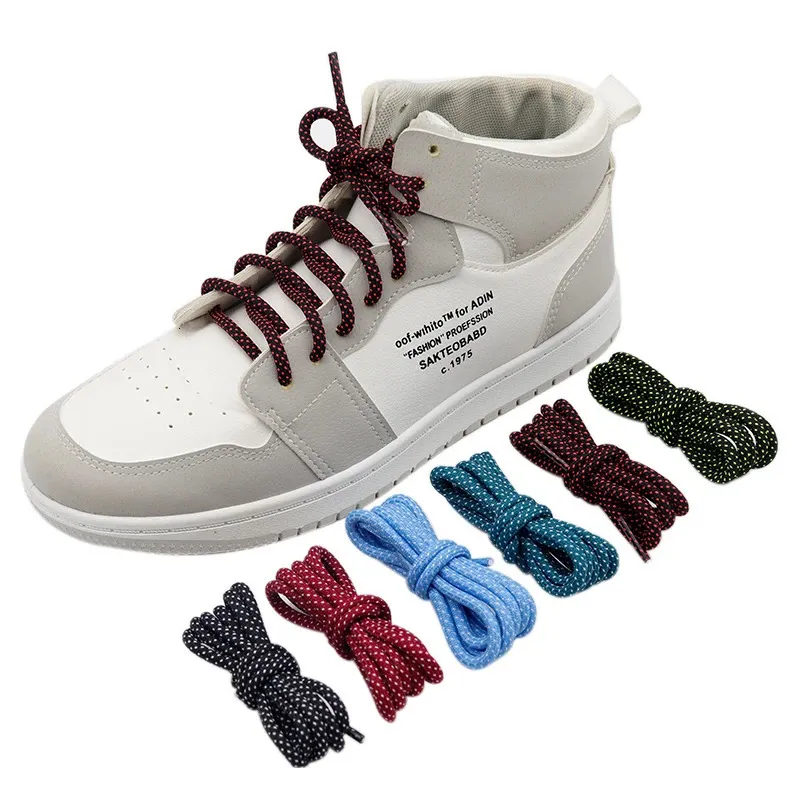 CoolString Factory Store Shoe Accessoarer för Boot Bulk Order Färgglada prickar Round Rope Custom Design Lacet 100 Par Wholesale 240326