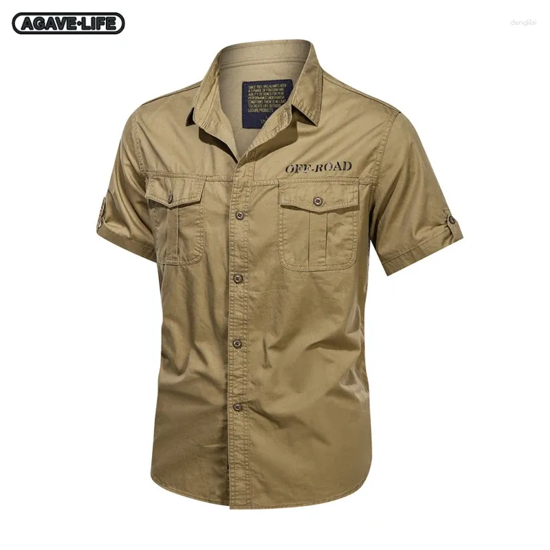 Men's Casual Shirts Military Cargo Short Sleeve Men Cotton Summer Slim Tops Multi-pocket Combat Clothing Ourdoor Shirt