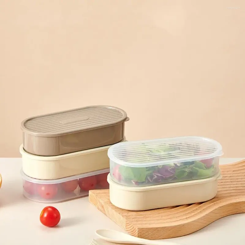 Bouteilles de rangement 2pcs / réglage en plastique Conteneur d'aliments en plastique portable Ovale Small Refrigérateur Organisateur Scellé Fruit Fruit Box Kids