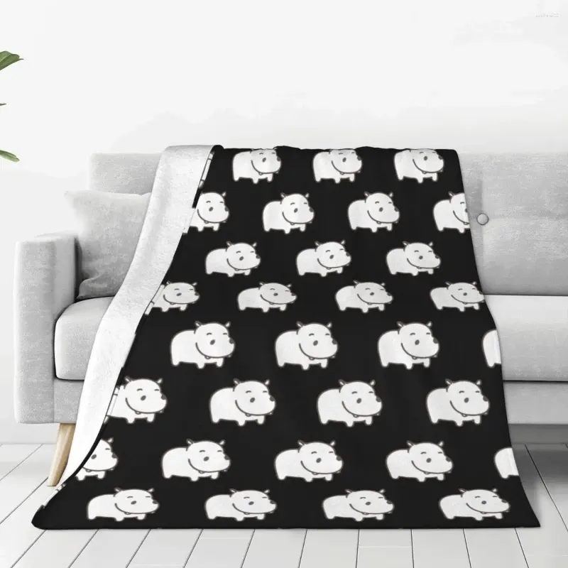 Dekens Cartoon Hippo Soft Fleece Throwd Deken Warm en gezellig voor alle seizoenen comfortabele microveiber bank sofa bed 40 "x30"