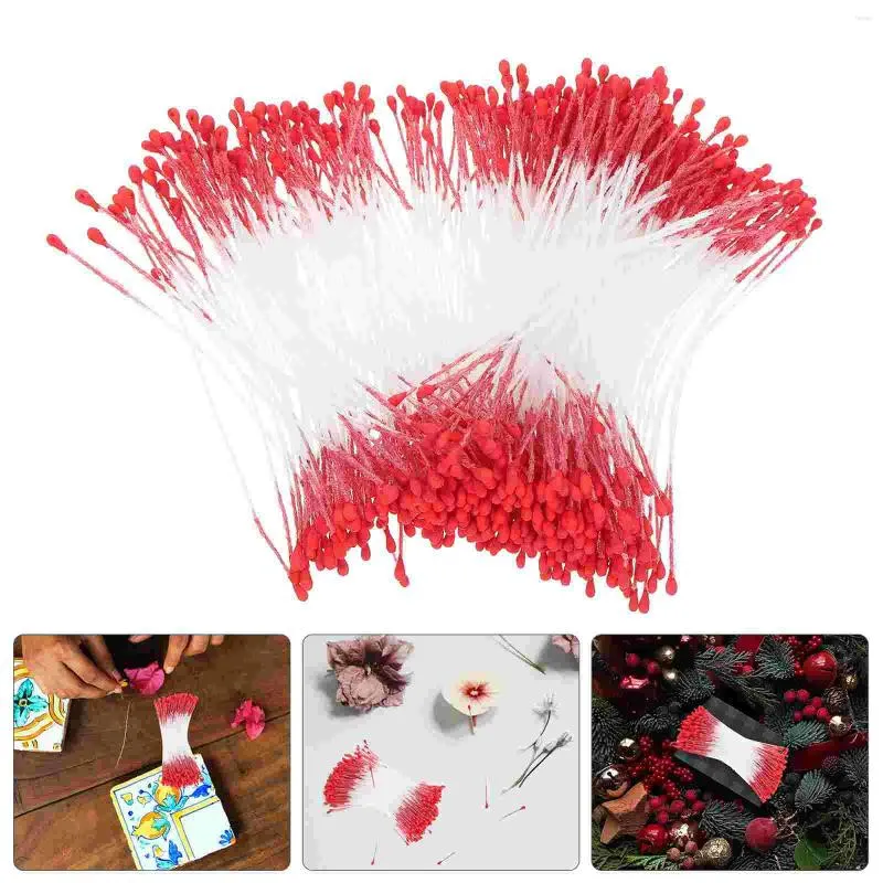 Dekorativa blommor Handgjorda blommor Core Wedding Decore Pistils för att göra Cake Office Floral Diy Project Artificial Cotton Thread Realistic