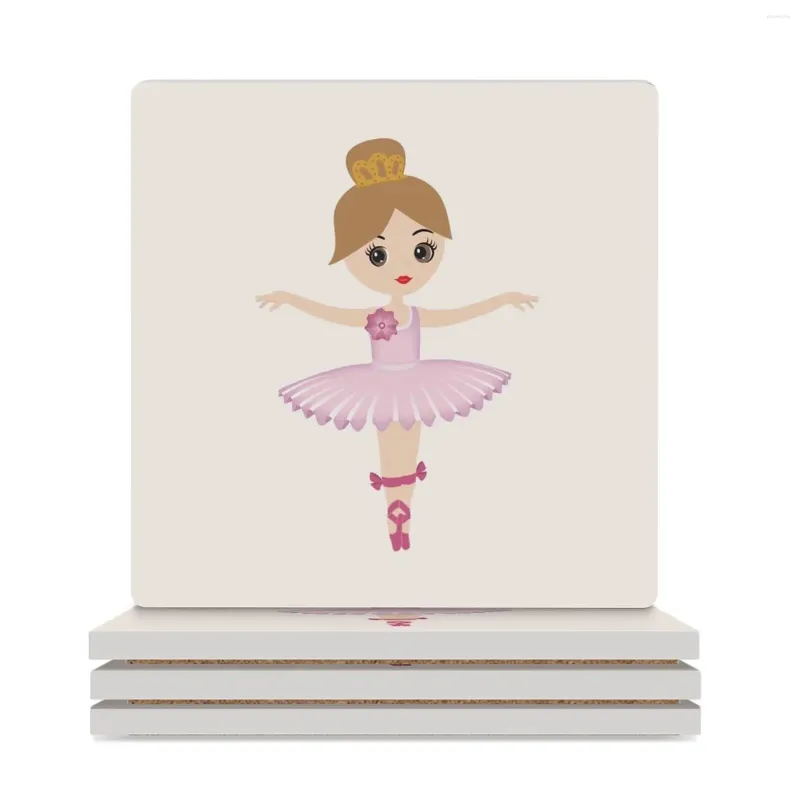 Table Mats Little Ballet Dancer Ceramic Coasters (Square) Personalize Anti Slip Black Tile