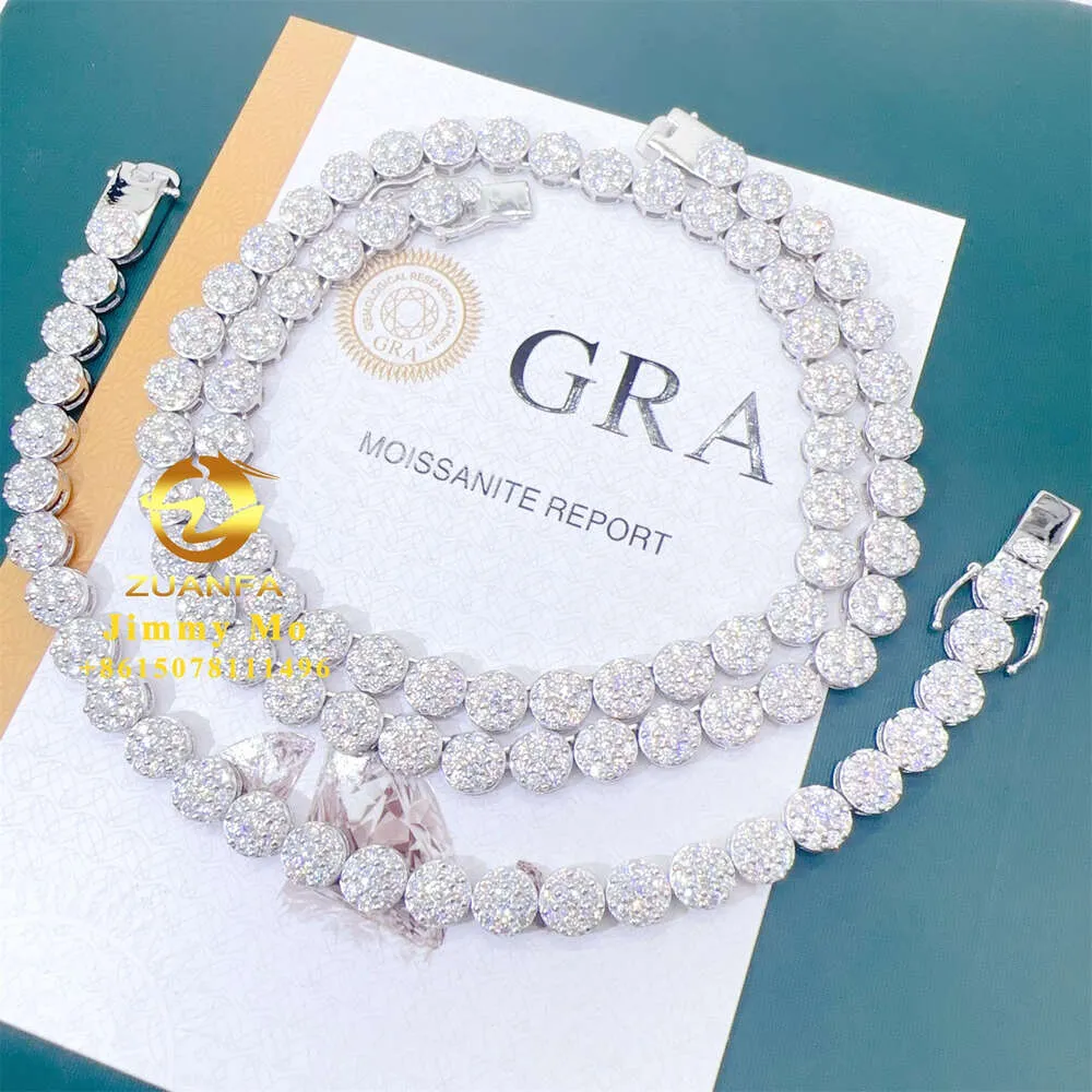 New Arrivals Gar Certificates Pass Diamond Tester Hip Hop Iced Out Flawless Moissanite Cluster Tennis Chain Set Manlocket necklaces