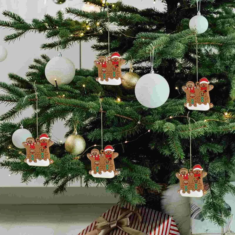 Estatuetas decorativas 12 pcs de natal de gengibre house house decorações de festas de festas de festas penduradas ornamentos de homens para o Natal PVC Mini Pingents