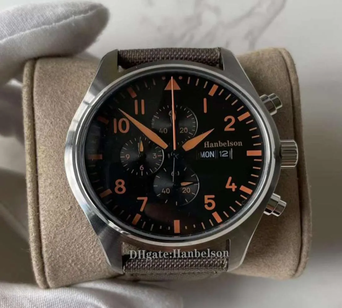 メンズオレンジジャパンオスクォーツムーブメントクロノグラフブラックデートホイール腕時計43mm1200019を見る