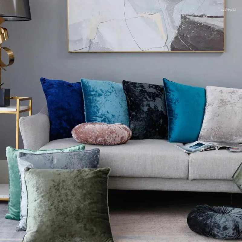 Poduszka miękkie pokrowce zielone niebieskie kość słoniowa czarny szary lód pluszowy solidny pokrywa frędzlone domowe domowe 50 x 50 cm na sofę krzesło do łóżka