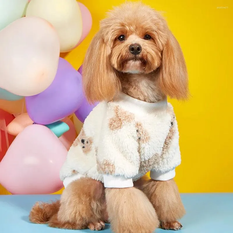 Köpek giyim moda kıyafetleri sevimli ayı baskı evcil hayvan peluş sweatshirt sonbahar kışlık sıcak kedi Teddy bichon