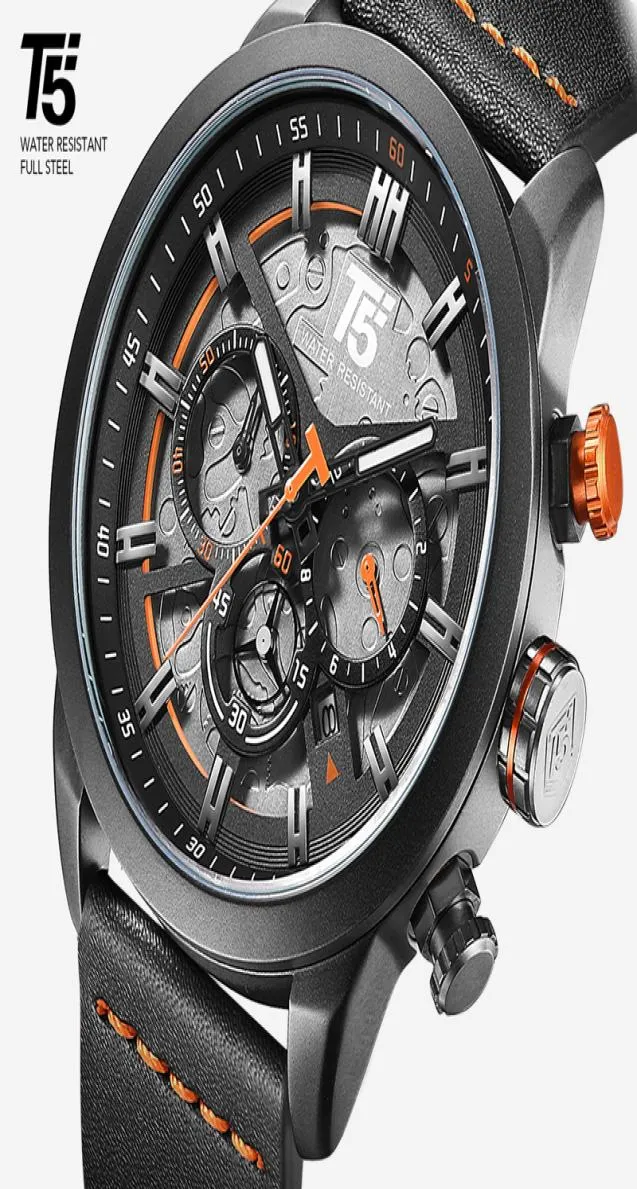 T5 Brand Luxury Male Watch Man Military Quartz Sport Wrist Watch Men Chronograph Waterproof Mens Watches Sport Wristwatches7504943