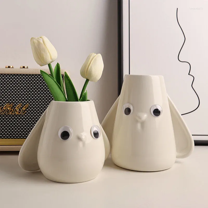 Ceramic Cartoon Vase With Cute Ears Perfect For Floral Accessories ...