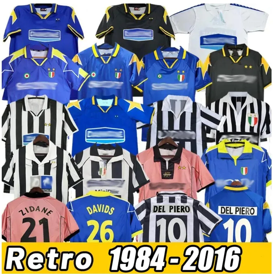 Juventus Retro del Piero Conte Soccer Maglie Buffon Pirlo Inzaghi 84 85 94 95 96 97 98 98 99 02 03 05 11 12 15 16 Zidane Ancient Maillot Davids Conte Shirts 8888888