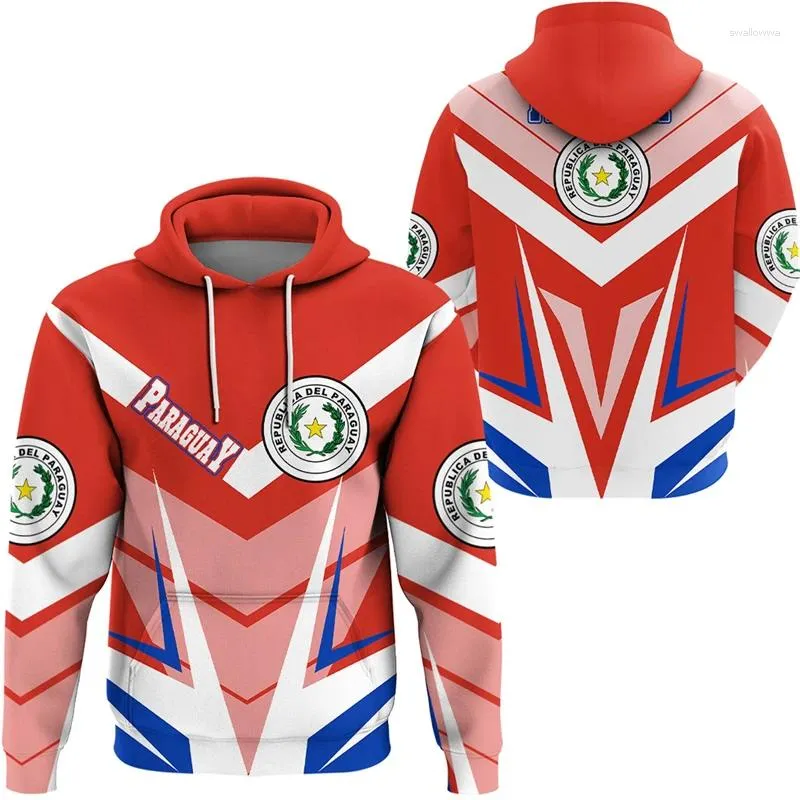 Men's Hoodies Paraguay Flag Map Graphic Sweatshirts Fashion National Emblem For Men Clothes Coat Of Arms Tracksuit Casual Male Hoody