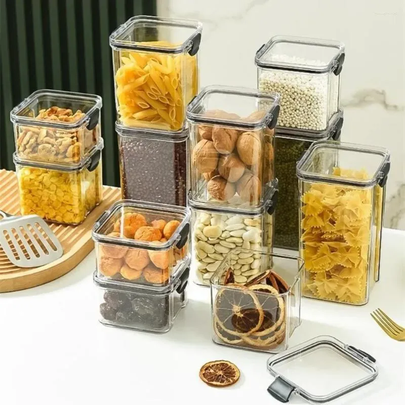 Storage Bottles Sealed Food Box Kitchen Multigrain Tank Rectangular Stackable Dry Goods Container Sets