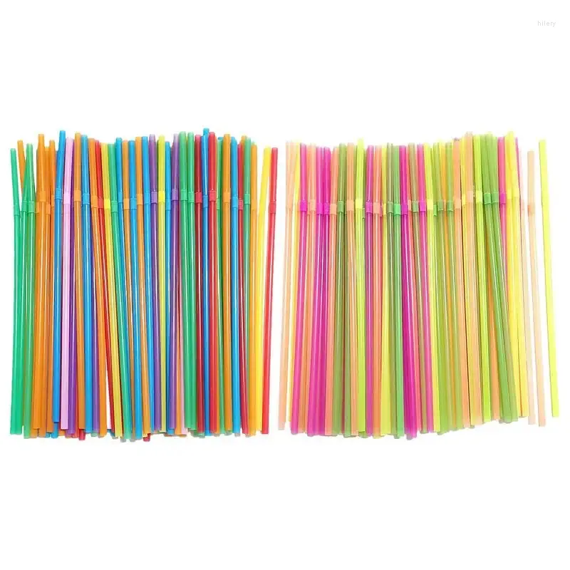 Disposable Cups Straws Drinking Multicolor Flexible Long For Cocktail Wedding Bachelorette Home Kitchen Supplies