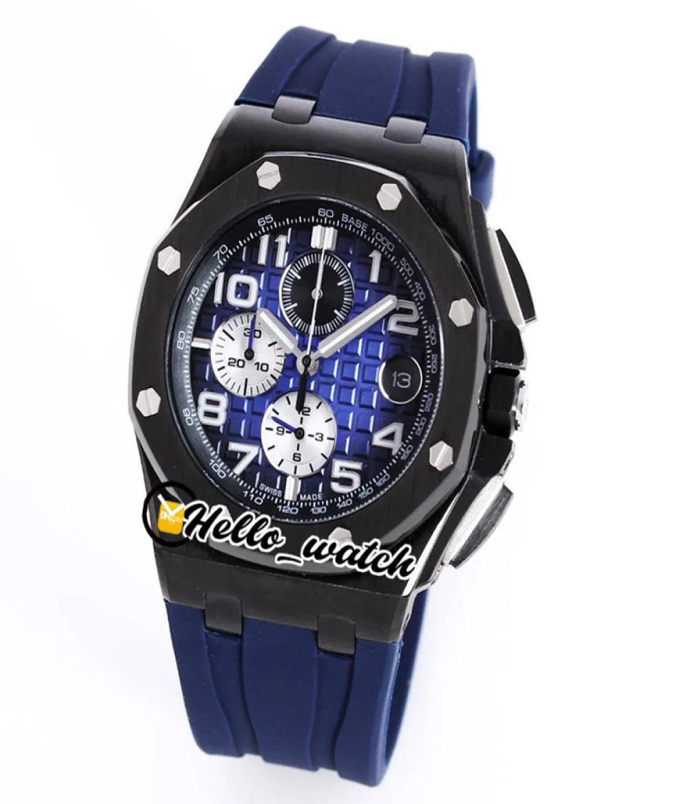 3A New Oak 26405CEOOA030CA01 VK Quartz Chronograph Mens Watch Dblue Texture Dial PVD Black Steel Case Blue Rubber Stopatch HE6184176