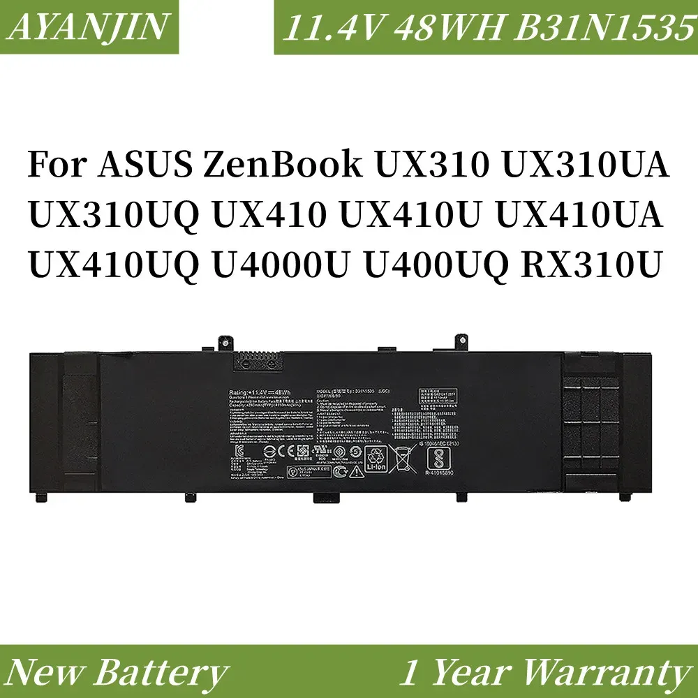 Pen 11,4V 48Wh B31N1535 bateria laptopa dla ASUS ZENBOOK UX310 UX310UA UX310UQ UX410 UX410UA UX410UQ U4000U U400UQ RX310U