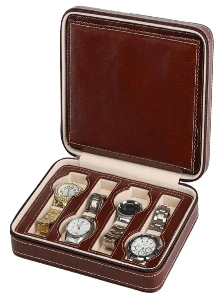 8 grilles Pu Leather montres accessoires Boîte de boîtier Rangement Affichage du bac de stockage Zippere Travel6291478