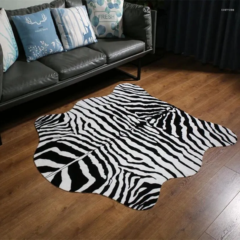 Halılar Manthome Halıları ve Ev Oturma Odası için Sahte Hayvan Halı Yumuşak Sevimli Zebra Atma 140x160cm