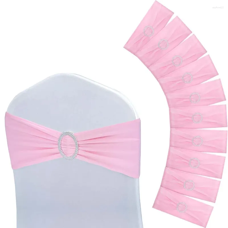 Chair Covers 10PCS Polyester Spandex Cover Premium Stretch Decorative Band With Buckle Slider For Wedding Party Banquet