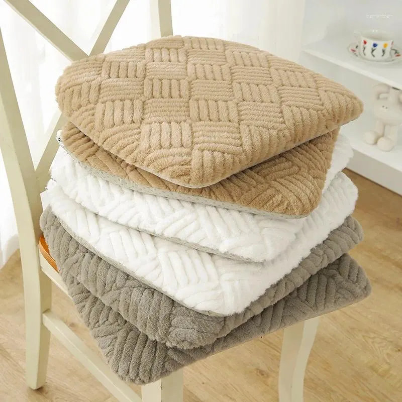 Pillow Winter Oval Plush Dining Chair Thickened Warm Removable And Washable Square Non-slip Sofa Pad Home Decor