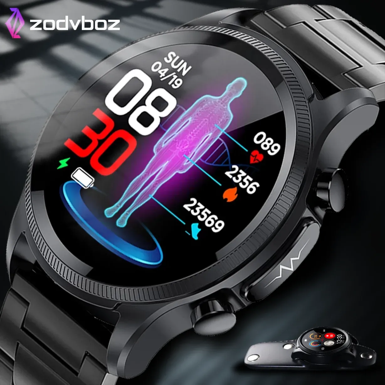 Relojes 2022 Nuevo ECG Smart Watch Men Temperatura de tratamiento de láser Monitor salud Mujer parche en el cofre Velocidad del corazón impermeable Smartwatch