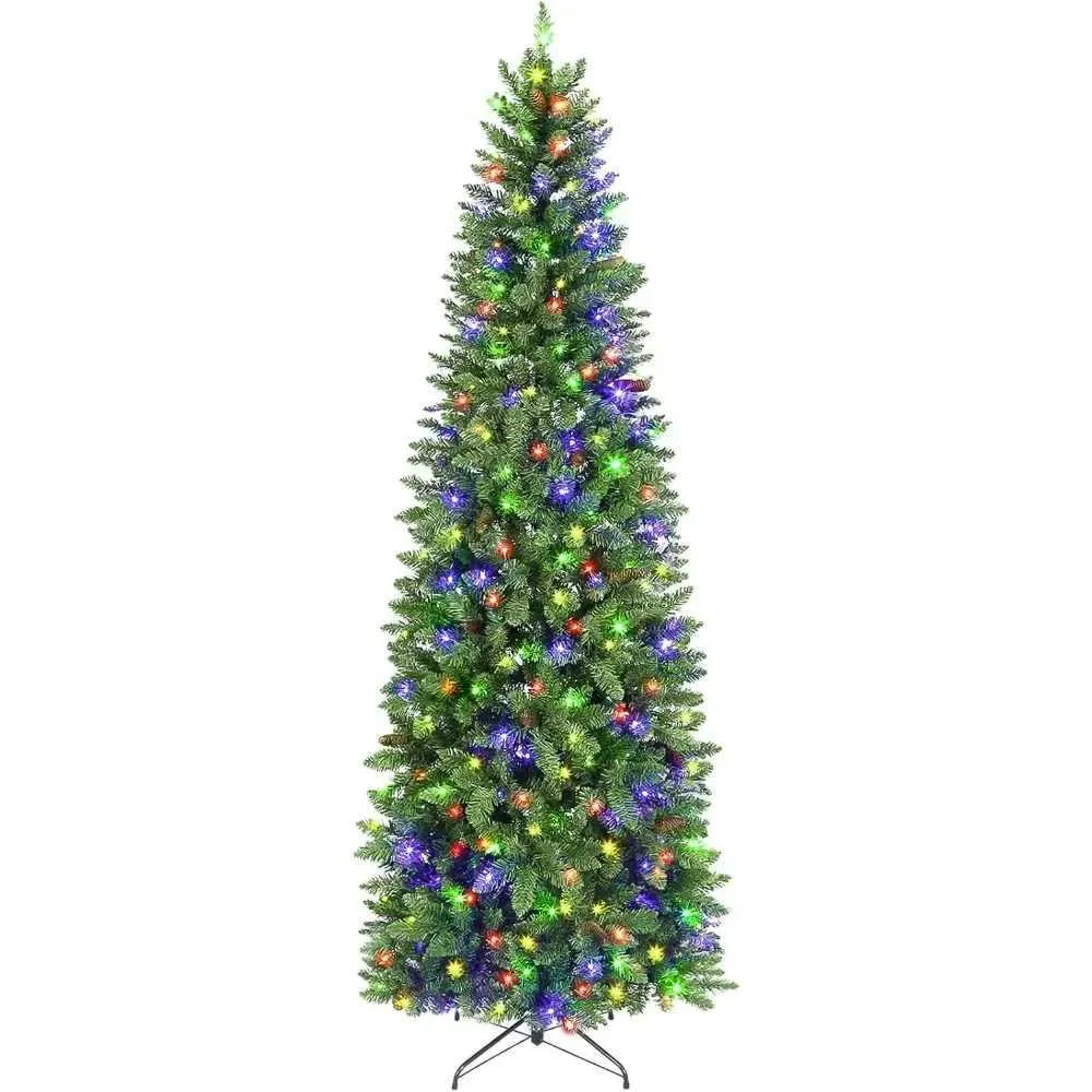 Árbol De Navidad Delgado Preiluminado Con Luces LED Que Cambian De Color:  Ramas Con Bisagras, Soporte De Metal, Perfecto Para Espacios Pequeños De  39,92 € | DHgate, image size:1000x1000