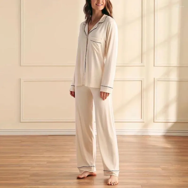 Ubrania domowe europejskie i amerykańskie niszowe hurtowe modalne piżamę ustawiaj lekki luksusowy prosty piżama kobiety