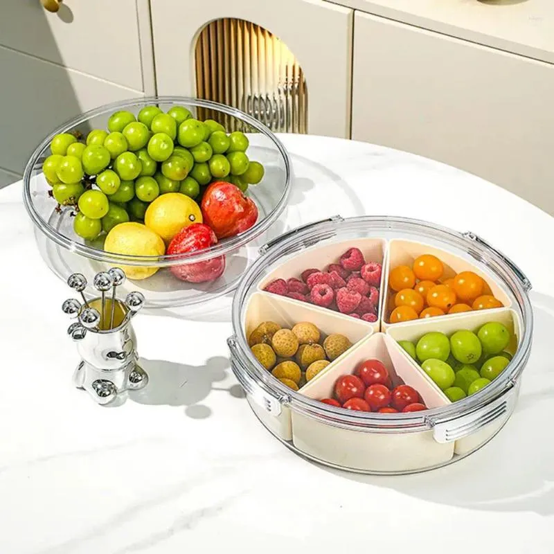 Plates Snack Box Container Divided Tray Capacity Serving With Secure Seal Lid Ideal For Fruit Vegetable Storage