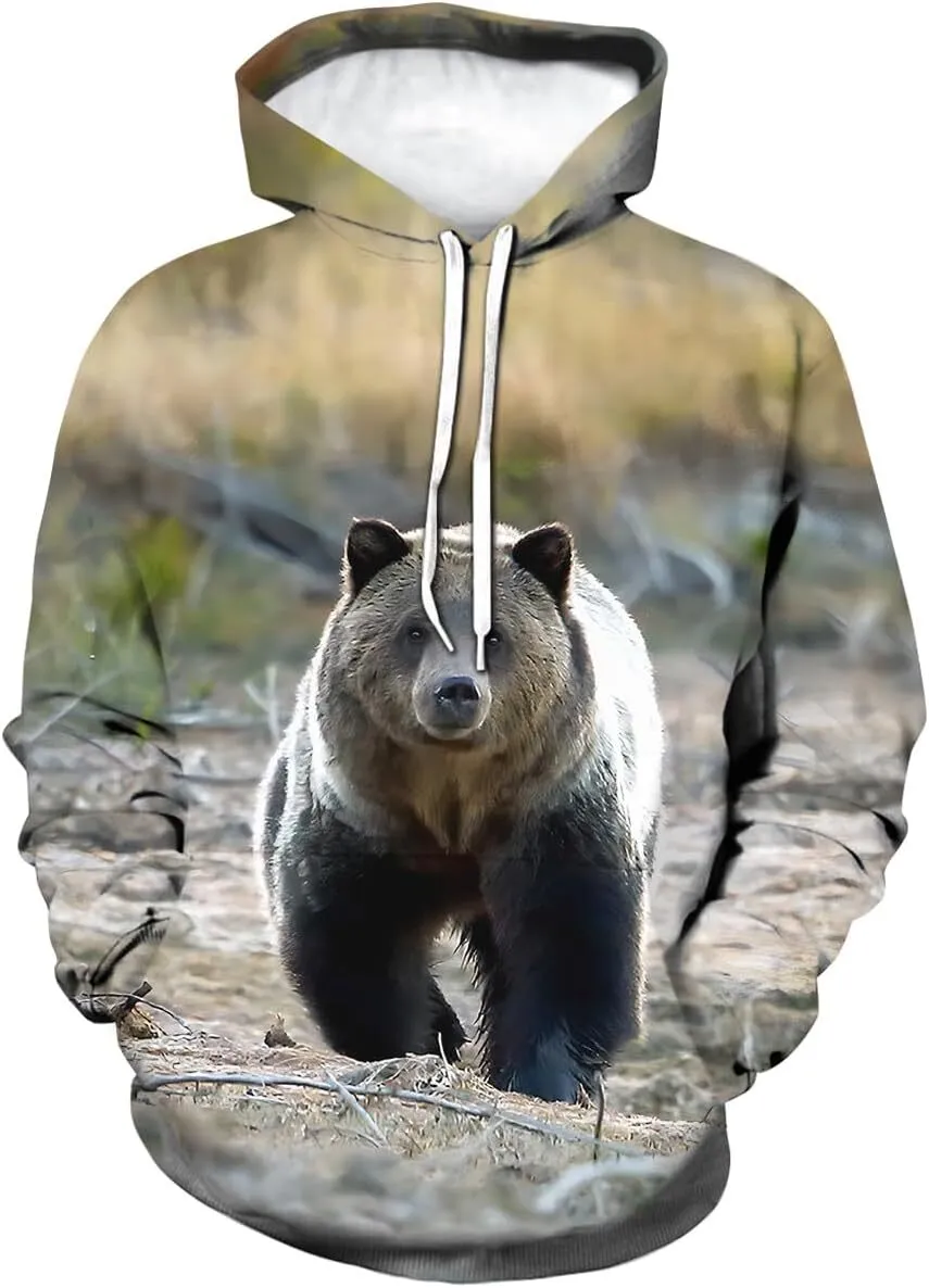 Hgvoetty Felpa Con Cappuccio Unisex A Stampa Animale 3D, Con Tasca Frontale, Colori Multicolore, Taglia M, In Poliestere E Spandex - 2