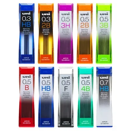 Pencils 4 Tubes UNI 202ND 0.3/0.5/0.7/0.9 mm Mechanical pencil leads HB/2B/B office & school stationery supplies