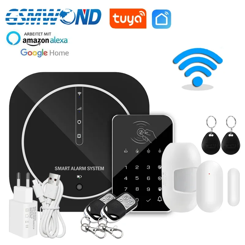 Kits Tuya WiFi Alarm System GSM Smart Home Security Protection Alarm 11 Language Switching Support Alexa Google Assistant