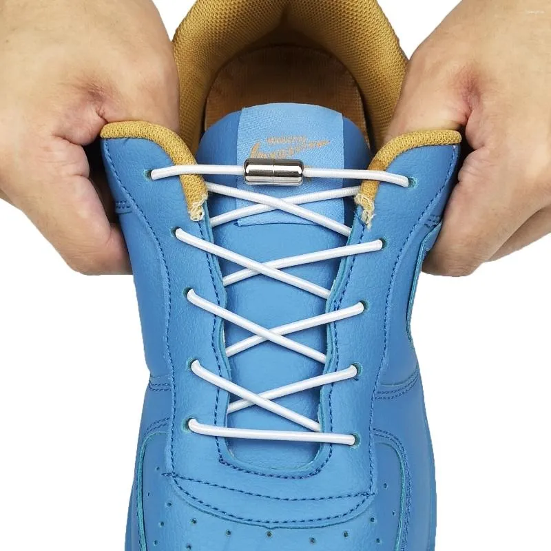 Cintres 1 paire sportive élastique de forme ronde réfléchissante Shoelaces pas de chaussures à cravate lacets adultes de verrouillage métallique