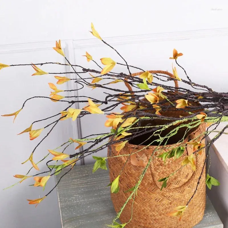 Flores decorativas ramas falsas simulación planta de hoja de boda artificial decoración del hogar suministro de la oficina escritorio arreglo floral accesorio