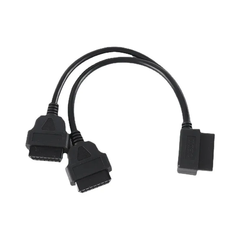 30cm obd2 16ピンケーブル延長スプリッター男性からデュアルメスy obd 16pinケーブル1〜2 obdコネクタアダプターケーブル用ケーブル