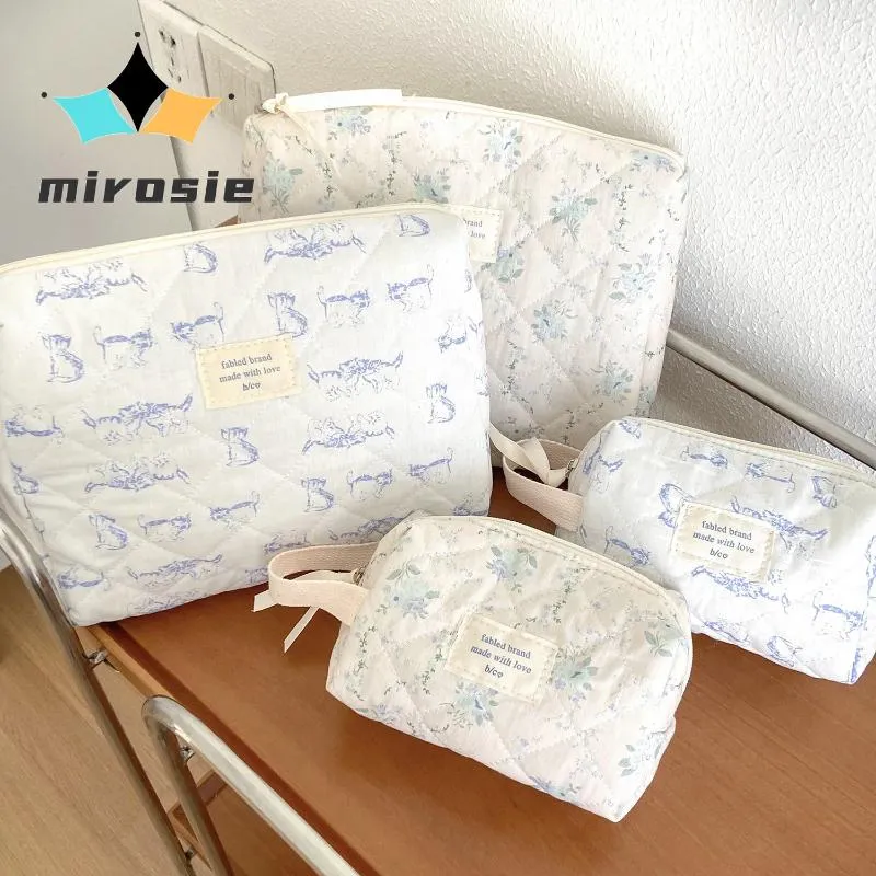 Sacs de rangement Mirosie Sac de cosmétique floral bleu de mer polyvalent grande capacité pour un étudiant en forme d'oreiller en forme de coussin portable