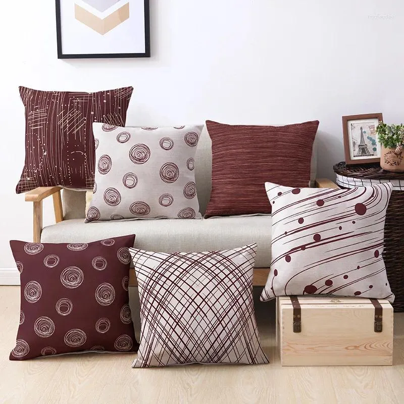 Kudde geometri linne soffa kast kuddfas 45x45 cm hemhus bil vardagsrum sovrum dekorativt modernt trycktäckning