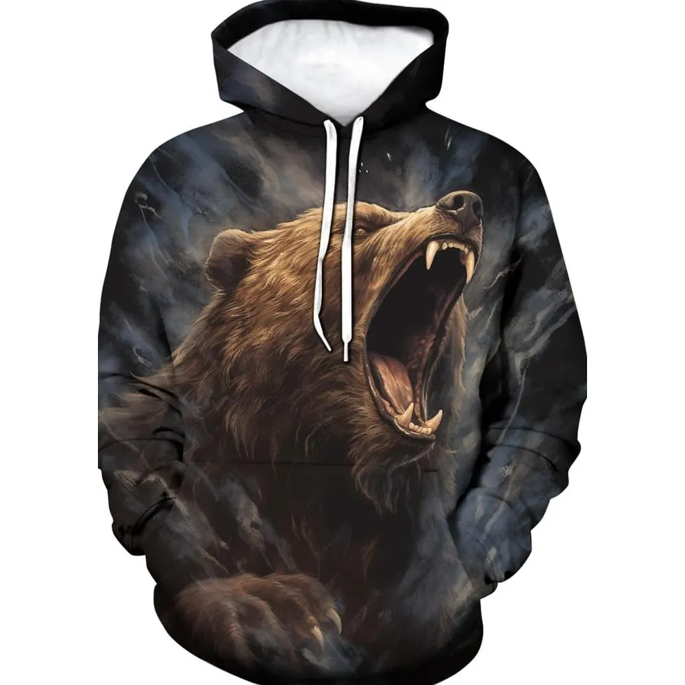 Hgvoetty Felpa Con Cappuccio Unisex A Stampa Animale 3D, Con Tasca Frontale, Colori Multicolore, Taglia M, In Poliestere E Spandex - 5
