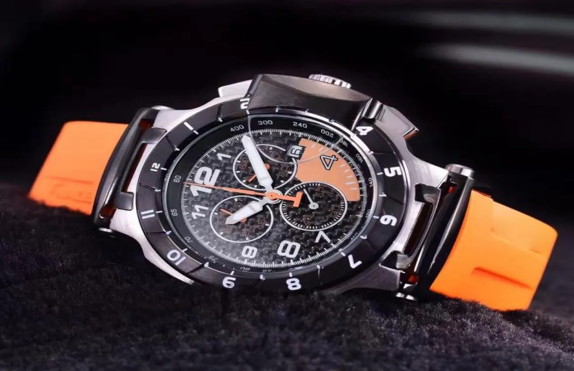 Whole T048 Round Trace Orange Limited Edition Star 1853 Chronograph Quartz Japan Rubber Strap Men Watch Wristwarches Mens Wat6167511