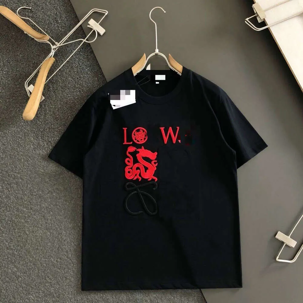 Designer Luxury Loes Classic 24 Ny broderad bokstav Halva ärm Löst t-shirt för män och kvinnor