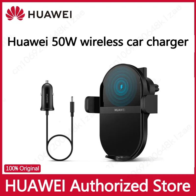 Tittar original Huawei Super Charge Wireless Car Charger 50W biltelefonhållare Fast Charger montering Dual Charging 3D Cooling CK030