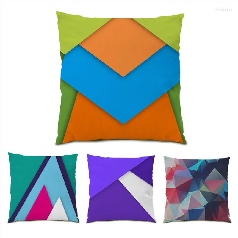 Pillow Vintage Colorful Home Decoration Sofa Decorative Modern Pillowcase Velvet Abstract Geometry Polyester Linen S Cover E0611