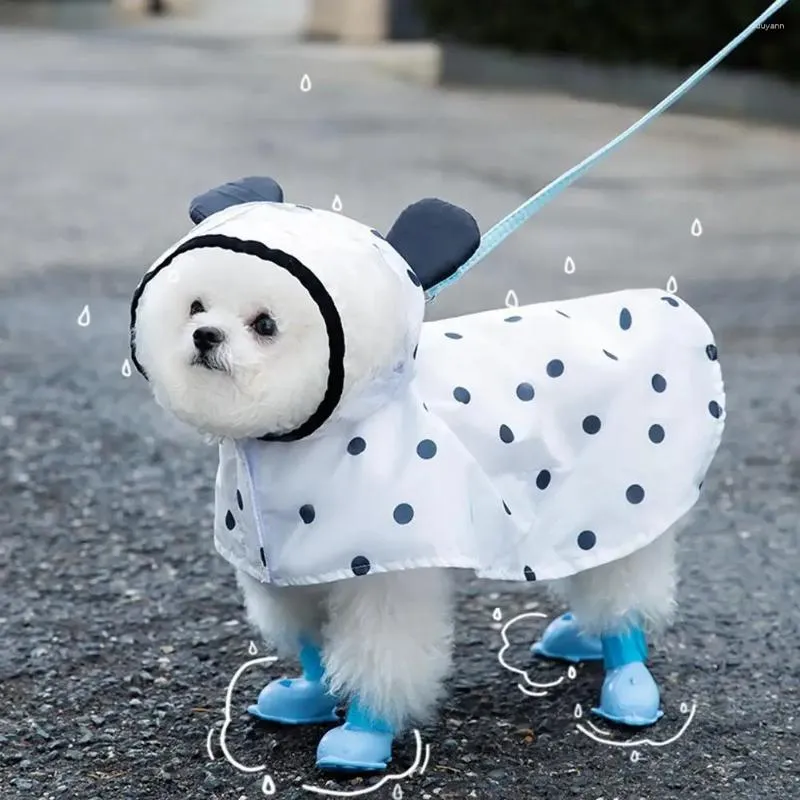 Dog Apparel Pet Transparent Raincoat With Hood Polka Dot Bear Poncho Rainproof Jacket For Small Medium Dogs Wholesale