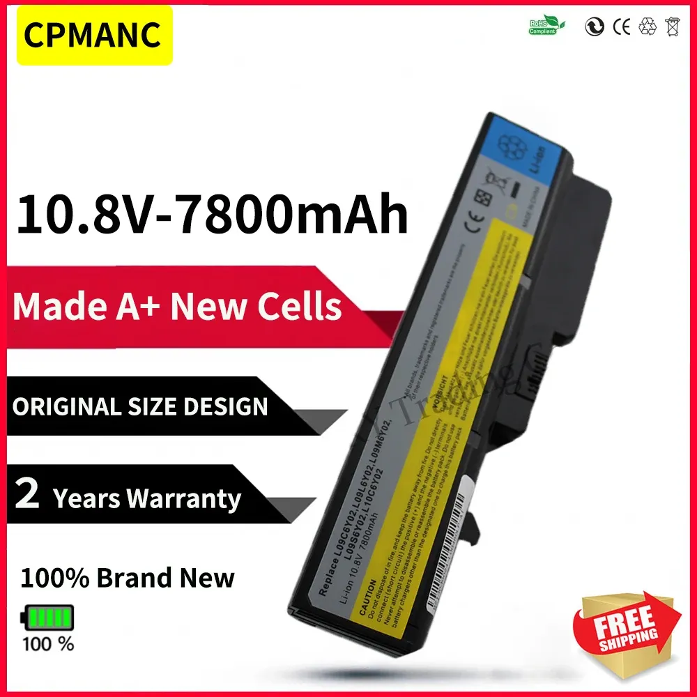 Adapter CPMANC 9Cell Laptop Battery L09M6Y02 L10M6F21 L09S6Y02 L09L6Y02 Voor Lenovo G460 G465 G465 G470 G475 G475 G560 G565 G570 G570 G770 Z460