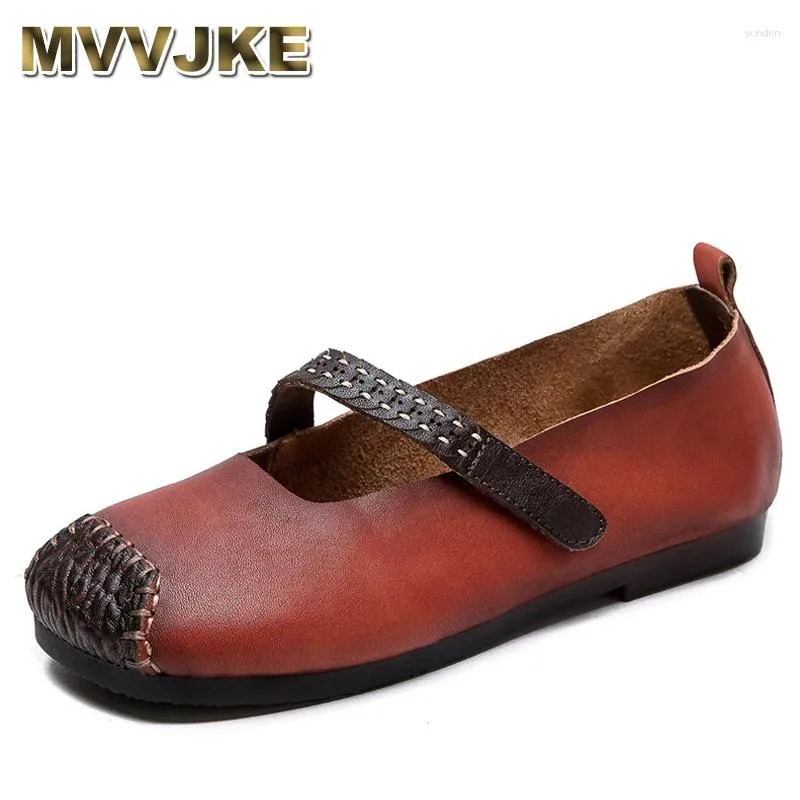 Scarpe casual fatte fatte a mano in pelle vera in pelle vera 2024 molla tondo tondo soft sole gancio anello femminile