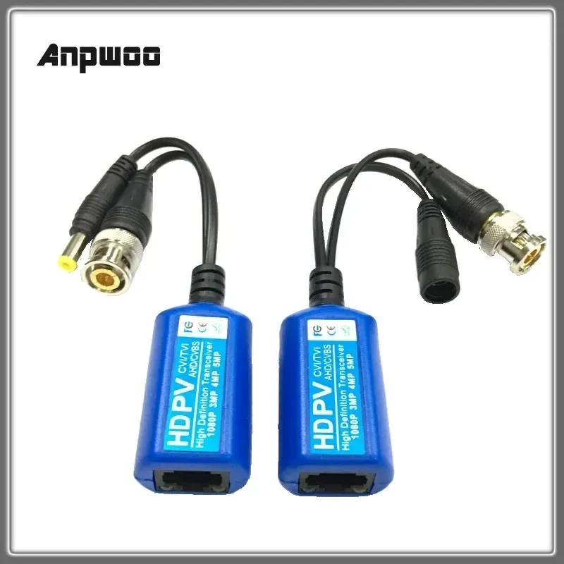 För 2MP 3MP 4MP ANPWOO 215PV 200M -intervall för HD CVI/AHD/TVI Twisted BNC CCTV Passiva sändtagare Cat5 CCTV UTP Video Balun IPC