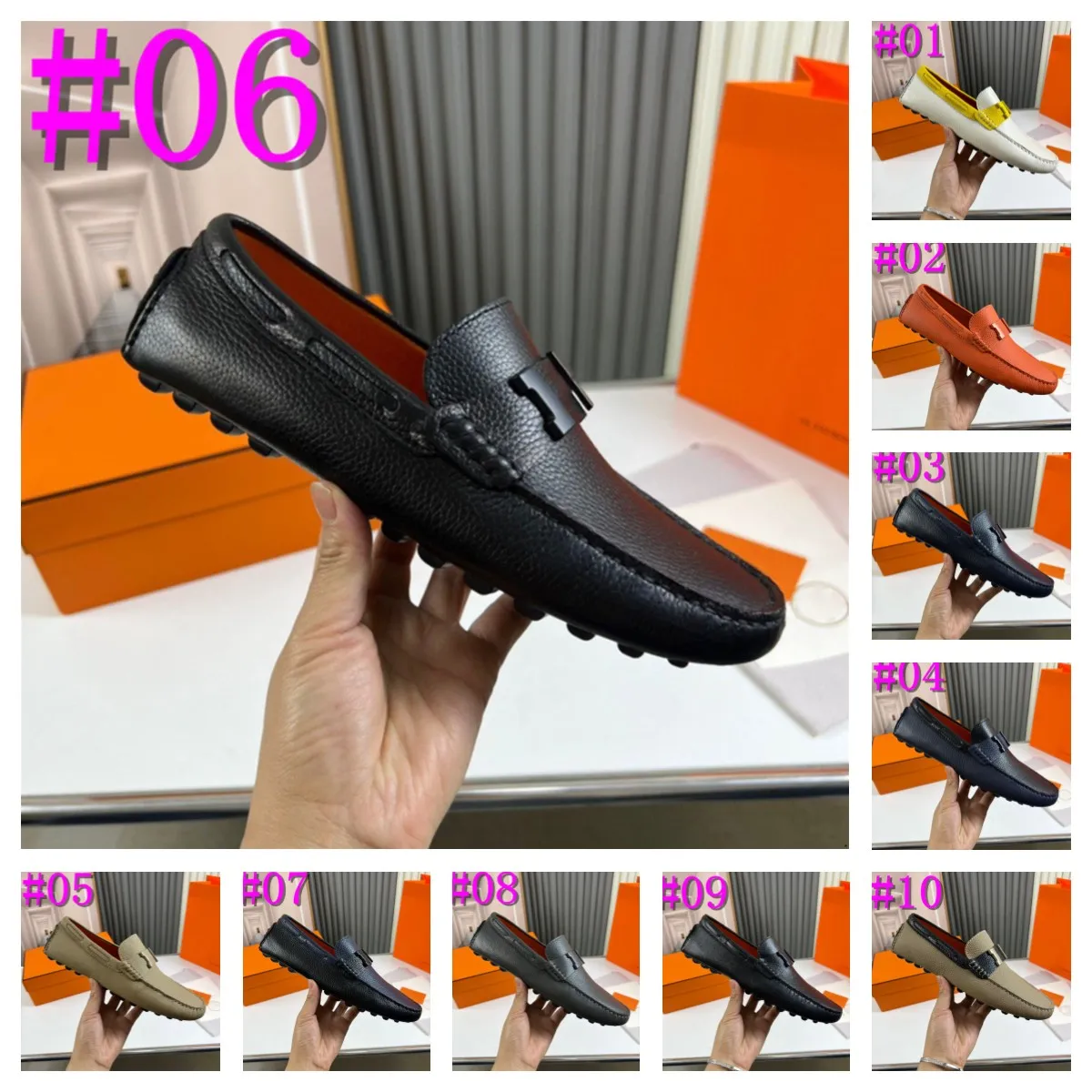 40Style Luxurys märke läder män skor 2023 lyxig italiensk casual designer mens loafers moccasins andningsbar slip på svart man kör klänningskor storlek 38-46